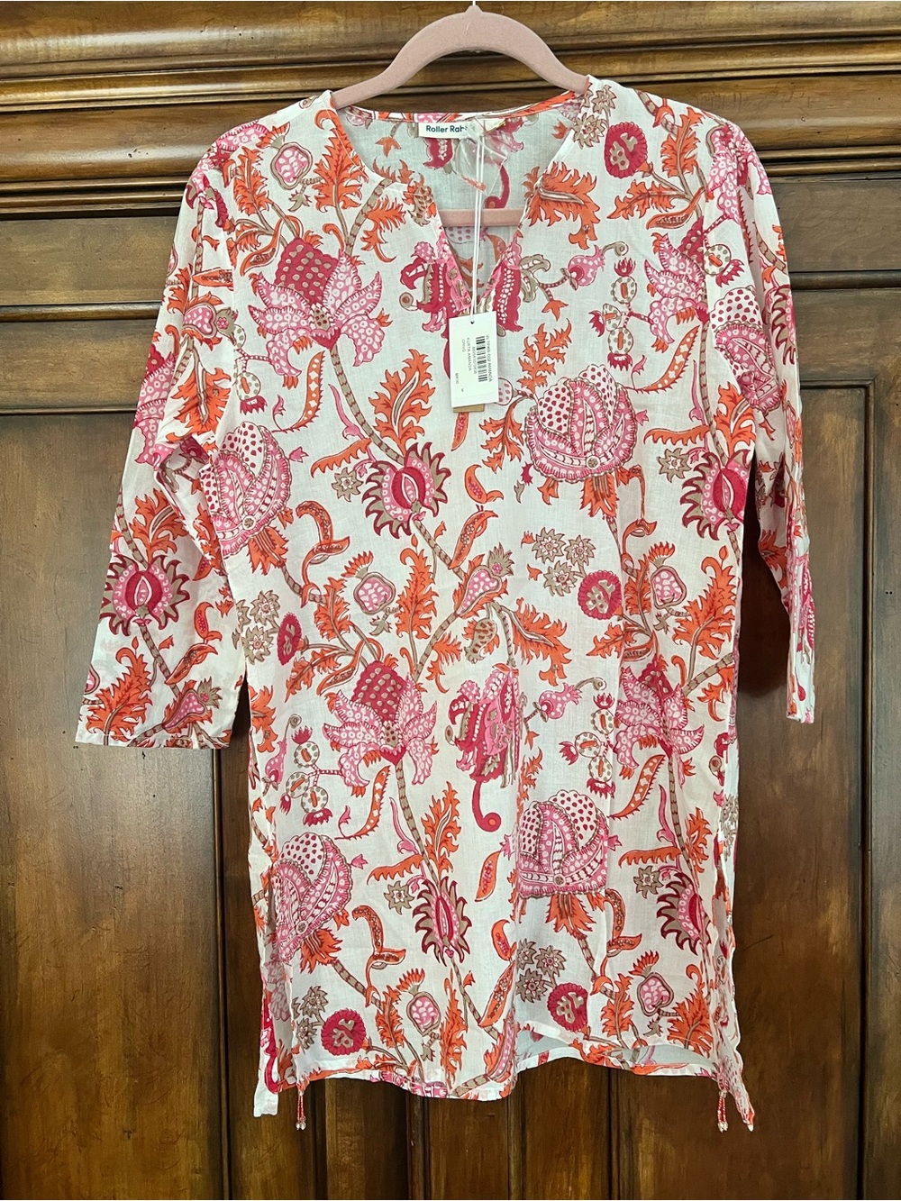 Roller Rabbit Tunic with Pink & Orange Floral Print NWT Mediun